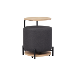 Çok Amaçlı Naturel Metal C Sehpa Puf Seti Gri-O