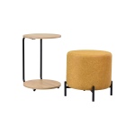 Çok Amaçlı Naturel Metal C Sehpa Puf Seti Sarı - Görsel 2