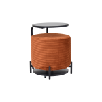 Çok Amaçlı Siyah Metal Ayak C Sehpa Puf Seti Kiremit - Siyah