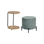 Çok Amaçlı Siyah Metal Ayak C Sehpa Puf Seti Yeşil - Kestane - Görsel 2