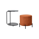 Çok Amaçlı Siyah Metal Ayak C Sehpa Puf Seti Kiremit - Siyah - Görsel 2