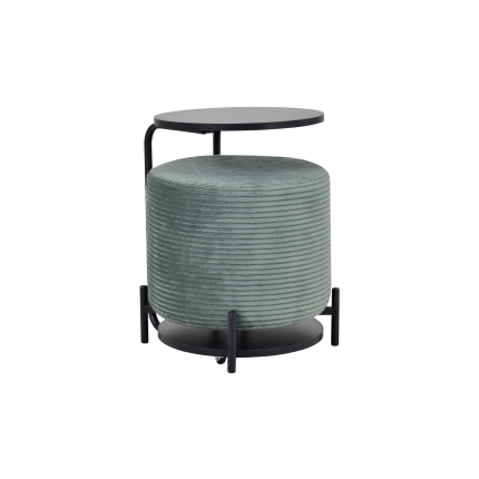 Çok Amaçlı Siyah Metal Ayak C Sehpa Puf Seti Yeşil - Siyah