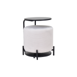 Çok Amaçlı Siyah Metal Ayak C Sehpa Puf Seti Krem - Siyah