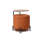 Çok Amaçlı Siyah Metal Ayak C Sehpa Puf Seti Kiremit - Kestane