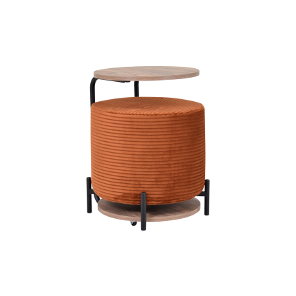 Çok Amaçlı Siyah Metal Ayak C Sehpa Puf Seti Kiremit - Kestane