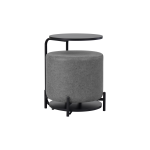 Çok Amaçlı Siyah Metal C Sehpa Puf Seti Gri - Görsel 2