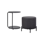 Çok Amaçlı Siyah Metal C Sehpa Puf Seti Gri-O - Görsel 3