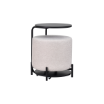 Çok Amaçlı Siyah Metal C Sehpa Puf Seti Krem - Görsel 2