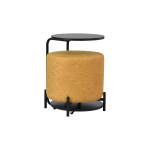 Çok Amaçlı Siyah Metal C Sehpa Puf Seti Sarı