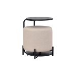 Çok Amaçlı Siyah Metal C Sehpa Puf Seti Krem-O - Görsel 2