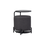 Çok Amaçlı Siyah Metal C Sehpa Puf Seti Gri-O - Görsel 2