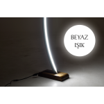 Jedi Kestane Ahşap LED Dekoratif Ayaklı Lambader Beyaz - Görsel 4