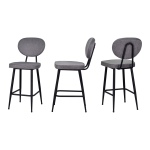 Barsama Siyah Metal Mutfak Bar Sandalyesi Gri - Görsel 2