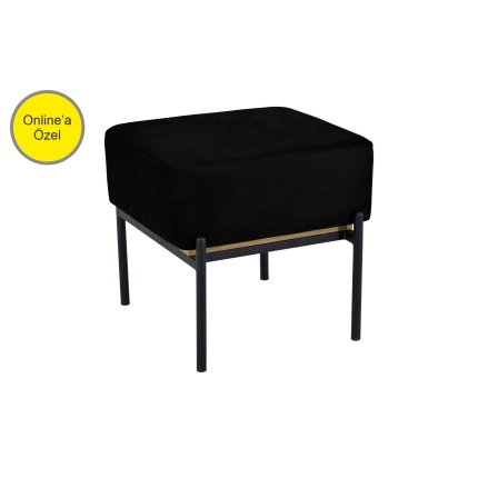 Ege Fonksiyonel Siyah Ayak Sehpalı Kare Siyah Puf Kestane