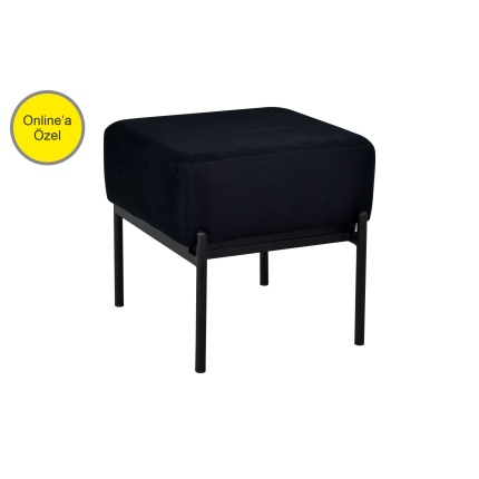 Ege Fonksiyonel Siyah Ayak Sehpalı Kare Siyah Puf Antrasit