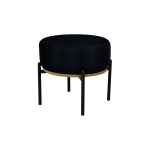 Otto Fonksiyonel Siyah Ayak Sehpalı Yuvarlak Siyah Puf Kestane