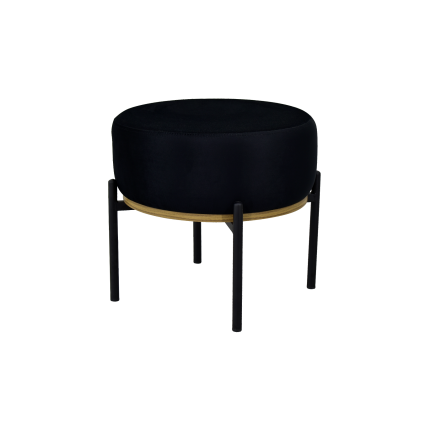 Otto Fonksiyonel Siyah Ayak Sehpalı Yuvarlak Siyah Puf Kestane