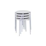 Nil Beyaz Metal Ayak Deri İstiflenebilir Mutfak-Balkon Taburesi Beyaz - 4 Adet