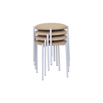 Nil Beyaz Metal Ayak Deri İstiflenebilir Mutfak-Balkon Taburesi Krem - 4 Adet