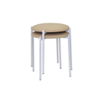 Nil Beyaz Metal Ayak Deri İstiflenebilir Mutfak-Balkon Taburesi Krem - 2 Adet