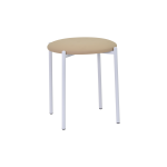 Nil Beyaz Metal Ayak Deri İstiflenebilir Mutfak-Balkon Taburesi Krem - 6 Adet - Görsel 2