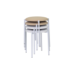 Nil Beyaz Metal Ayak Deri İstiflenebilir Mutfak-Balkon Taburesi Karışık 1 - 4 Adet