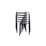 Nil Siyah Metal Ayak Deri İstiflenebilir Mutfak-Balkon Taburesi Beyaz - 6 Adet