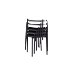 Nil Siyah Metal Ayak Deri İstiflenebilir Mutfak-Balkon Taburesi 6 Adet - Karışık 1