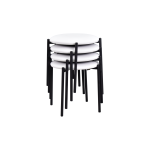 Nil Siyah Metal Ayak Deri İstiflenebilir Mutfak-Balkon Taburesi Beyaz - 4 Adet