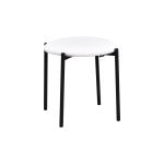 Nil Siyah Metal Ayak Deri İstiflenebilir Mutfak-Balkon Taburesi Beyaz - 4 Adet - Görsel 2