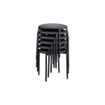 Nil Siyah Metal Ayak Deri İstiflenebilir Mutfak-Balkon Taburesi Siyah - 6 Adet