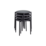 Nil Siyah Metal Ayak Deri İstiflenebilir Mutfak-Balkon Taburesi Siyah - 4 Adet