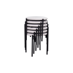 Nil Siyah Metal Ayak İstiflenebilir Mutfak-Balkon Taburesi Krem - 6 Adet