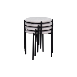 Nil Siyah Metal Ayak İstiflenebilir Mutfak-Balkon Taburesi Krem - 4 Adet