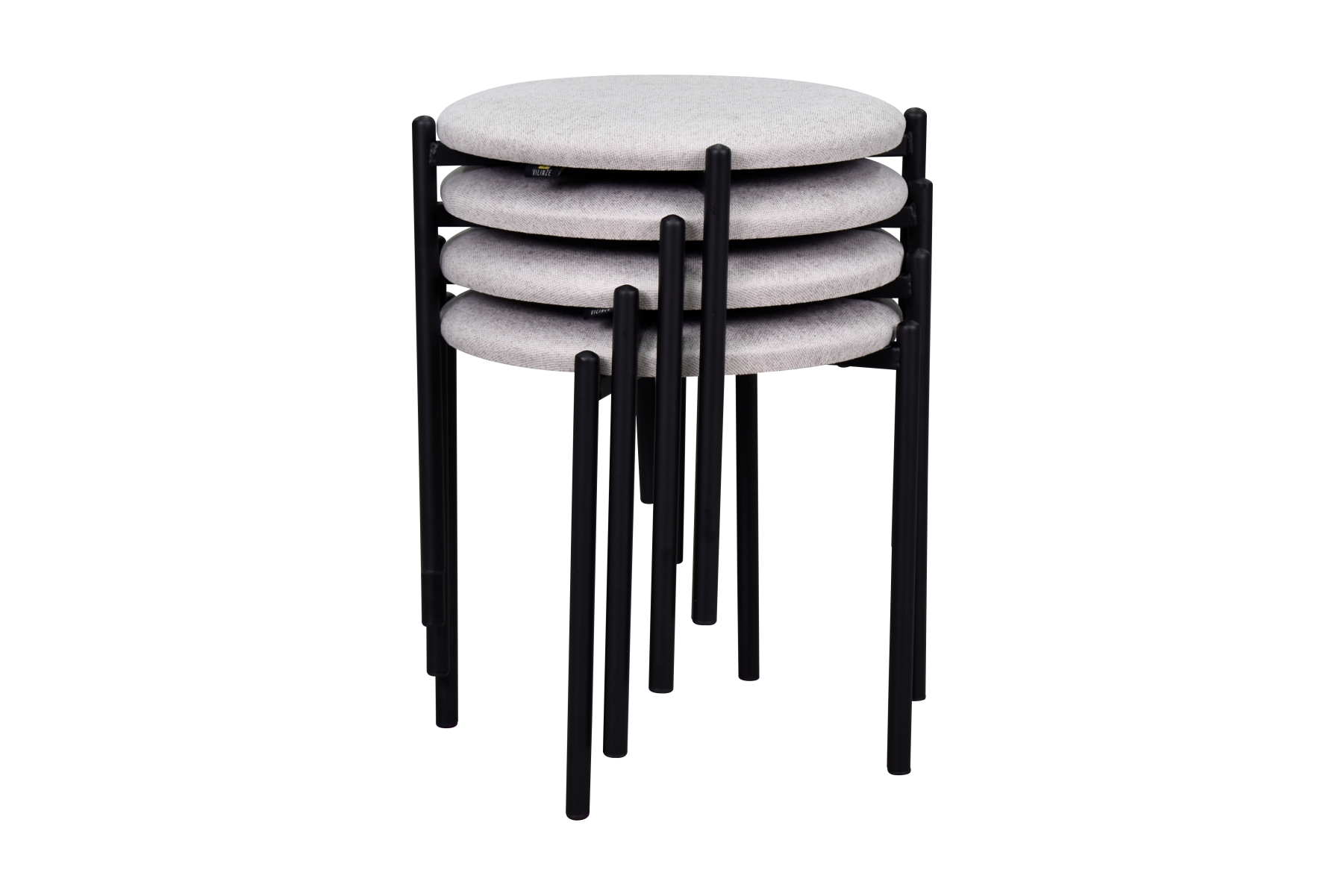 idea-soft-nil-tabure-siyah-ayak-sigma6 Nil Siyah Metal Ayak İstiflenebilir Mutfak-Balkon Taburesi Krem - 4 Adet - Görsel 1