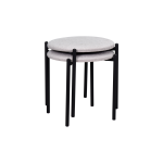 Nil Siyah Metal Ayak İstiflenebilir Mutfak-Balkon Taburesi Krem - 2 Adet