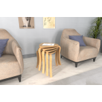 Papatya Naturel Ayak Ahşap Çok Amaçlı Zigon Tabure Naturel - 4 Adet