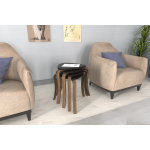 Papatya Kestane Ayak Ahşap Çok Amaçlı Zigon Tabure Siyah - 4 Adet