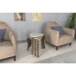 Papatya Kestane Ayak Ahşap Çok Amaçlı Zigon Tabure Traverten - 3 Adet