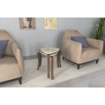 Papatya Kestane Ayak Ahşap Çok Amaçlı Zigon Tabure Traverten - 2 Adet