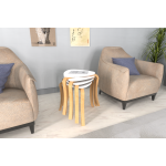 Papatya Naturel Ayak Ahşap Çok Amaçlı Zigon Tabure Beyaz - 4 Adet