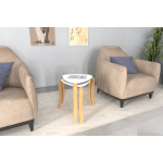 Papatya Naturel Ayak Ahşap Çok Amaçlı Zigon Tabure Beyaz - 2 Adet