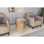 Papatya Naturel Ayak Ahşap Çok Amaçlı Zigon Tabure Traverten - 4 Adet