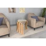 Papatya Naturel Ayak Ahşap Çok Amaçlı Zigon Tabure Naturel - 2 Adet - Görsel 6