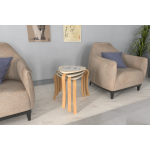 Papatya Naturel Ayak Ahşap Çok Amaçlı Zigon Tabure Traverten - 3 Adet