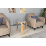 Papatya Naturel Ayak Ahşap Çok Amaçlı Zigon Tabure Traverten - 2 Adet