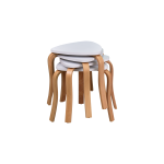 Papatya Naturel Ayak Ahşap Çok Amaçlı Zigon Tabure Beyaz - 4 Adet - Görsel 2