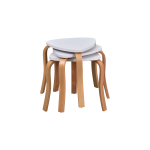 Papatya Naturel Ayak Ahşap Çok Amaçlı Zigon Tabure Beyaz - 3 Adet - Görsel 2