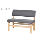 Peri Naturel Ahşap Ayak Sigma Sırtlı Bank Gri