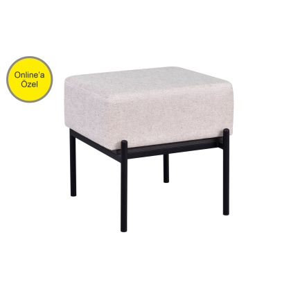 Ege Fonksiyonel Siyah Ayak Antrasit Sehpalı Kare Puf Krem